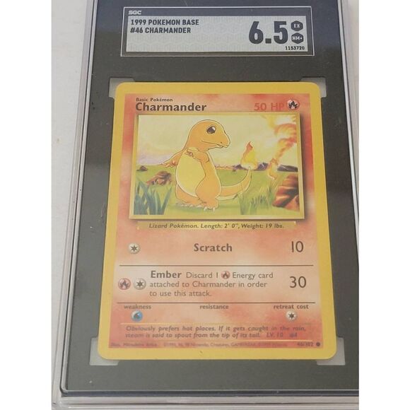 Vintage 1999 Pokemon Base #46 Charmander Game Card SGC 6.5 Graded - Picture 1 of 3